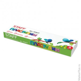 Пластилин классический STAFF, 6 цветов, 60 г, картонная упаковка, 103677