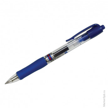 Ручка гелевая автоматическая синяя, 0,7мм, грип, 12 шт/в уп