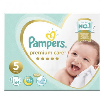 Подгузники 64шт PAMPERS (Памперс) Premium Care, размер 5 (11+ кг), 1210792