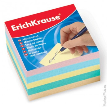 Блок для записей ERICH KRAUSE непроклеенный, 9х9х5 см, цветной, 5139