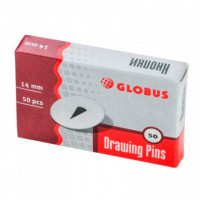 Кнопки Globus канцелярские металлические 14 мм, 50 шт. карт.уп, комплект 50 шт