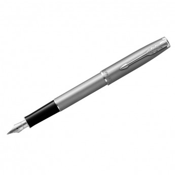 Ручка перьевая Parker 'Sonnet Sand Blasted Stainless Steel' черная, 0,8мм, подар. уп.