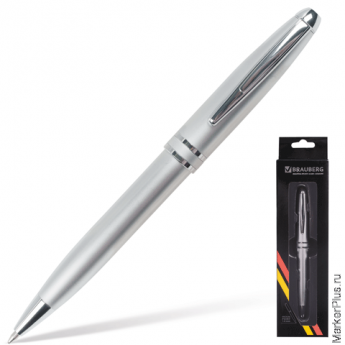 Ручка подарочная шариковая BRAUBERG 'Oceanic Silver', корпус серебристый, узел 1 мм, линия письма 0,7 мм, синяя, 140723