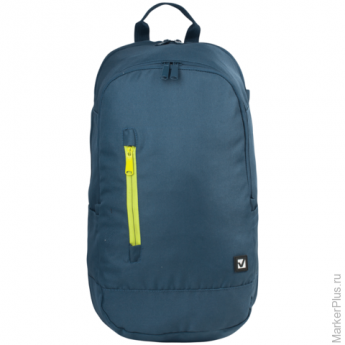 Рюкзак BRAUBERG (БРАУБЕРГ), универсальный, сити-формат, синий, с желтой молнией, 28 литров, 50х31х20