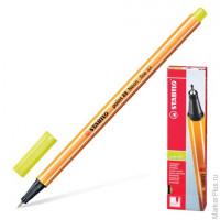 Ручка капиллярная (линер) STABILO 'Point 88', НЕНОВАЯ ЖЕЛТАЯ, корпус оранжевый, линия письма 0,4 мм, 88/024