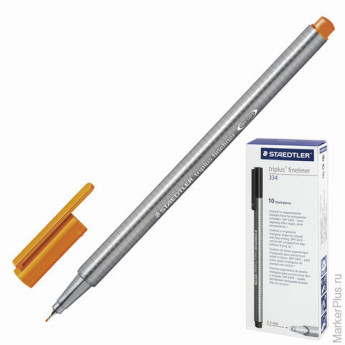 Ручка капиллярная STAEDTLER (Штедлер), трехгранная, толщина письма 0,3 мм, оранжевая, 334-4