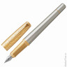 Ручка перьевая PARKER "Urban Premium Aureate Powder GT", корпус серебристый, анодированный алюминий, позолоченная, 1931571, синяя