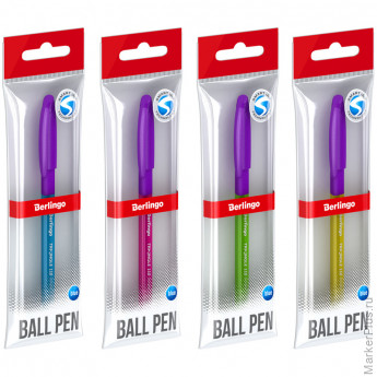 Ручка шариковая Berlingo "Triangle 110 Color" синяя, 0,7мм, грип, корпус ассорти, пакет, 24 шт/в уп