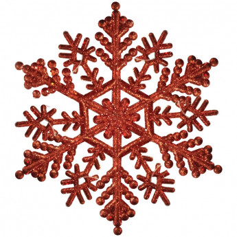 Елочное украшение пластиковое "Снежинка красная" 11см