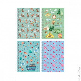 Записная книжка А6 80л. на гребне BG "Яркий день", матовая ламинация, твердая обложка