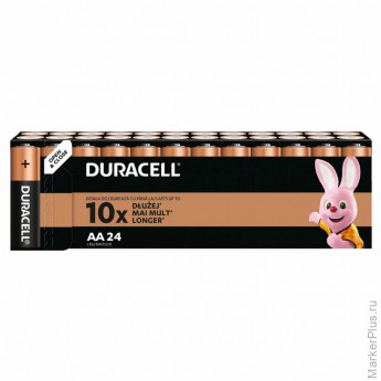 Батарейки КОМПЛЕКТ 24 шт., DURACELL Basic ОРИГИНАЛ, АА (LR6, 15А), алкалиновые, пальчиковые, Б0064986