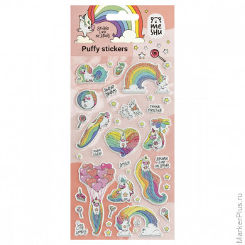 Наклейки объемные MESHU "Rainbow unicorn", 10*23см, пакет европодвес