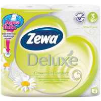 Бумага туалетная ZEWA Deluxe Ромашка,Роза 3сл, 4рул/упак, белая