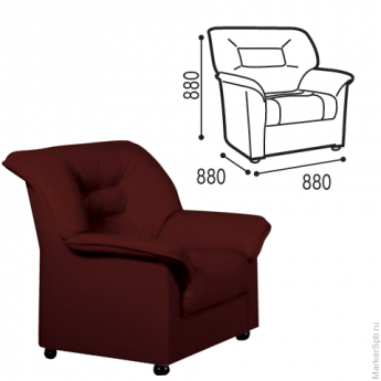 Кресло "V-100", 880х880х880 мм, c подлокотниками, экокожа, коричневое