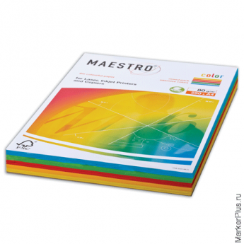 Бумага MAESTRO color А4, 80 г/м2, 250 л. (5 цв.x 50 л.), цветная, интенсивная RB02