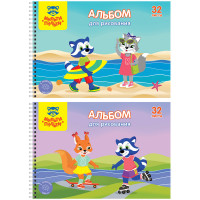 Альбом для рисования 32л., А4, на гребне Мульти-Пульти "Приключения Енота", с раскраской, 6 шт/в уп