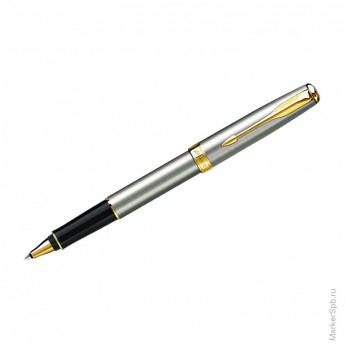 Ручка-роллер "Sonnet Stainless Steel GT" черная, 0,8мм, подар. уп.