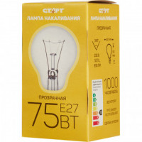 Электрическая лампа СТАРТ стандартная/прозрачная 75W E27 10 шт, комплект 10 шт