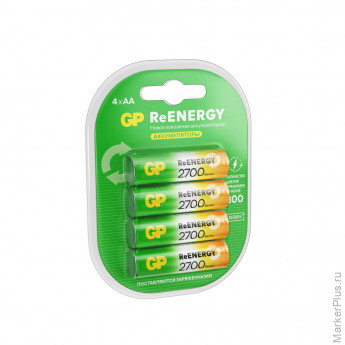 Батарейки аккумуляторные GP ReEnergy Ni-Mh пальчиковые КОМПЛЕКТ 4 шт., АА (HR6), 2600mAh, 270AAHCRGY, 270AAHCRGY-2CRC Батарейки аккумуляторные GP ReEnergy Ni-Mh пальчиковые КОМПЛЕКТ 4 шт., АА (HR6), 2600mAh, 270AAHCRGY, 270AAHCRGY-2CRC