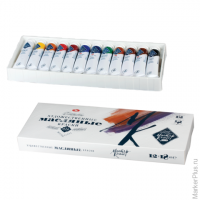 Краски масляные художественные «Мастер-класс», 12 цветов, туба 18 мл, картонная коробка, 1141001