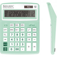 Калькулятор настольный BRAUBERG EXTRA PASTEL-12-LG (206x155 мм), 12 разрядов, двойное питание, МЯТНЫЙ, 250488
