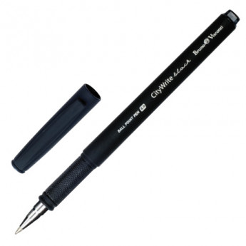 Ручка шариковая BRUNO VISCONTI CityWrite Black, корпус черный, 1мм, линия 0,8мм, синяя, 20-0015, 3 шт/в уп