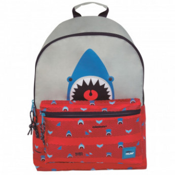 Рюкзак школьный Milan Shark Attack красно-серый, 41х30х18 см,624605SRT
