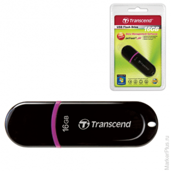 Флэш-диск 16 GB, TRANSCEND JetFlash 300, USB 2.0, черный, TS16GJF300