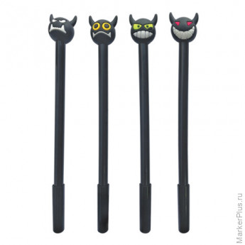 Ручка с топпером шариковая ЮНЛАНДИЯ "Чертёнок", корпус ассорти, СИНЯЯ, пишущий узел 0,7 мм, 143812