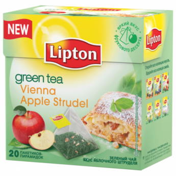 Чай LIPTON (Липтон) "Vienna Apple Strudel", зеленый, 20 пирамидок по 2 г, 21141143