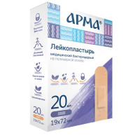 Перевяз. ср-ва Лейкопластырь бакт, 19х72мм полимерный телесный,20шт/уп,АРМА, комплект 20 шт
