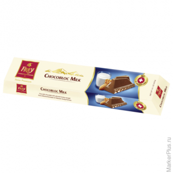 Шоколад FREY "Chocobloc Milk", молочный шоколад с медом, нугой и орехами, 100г, ш/к53699