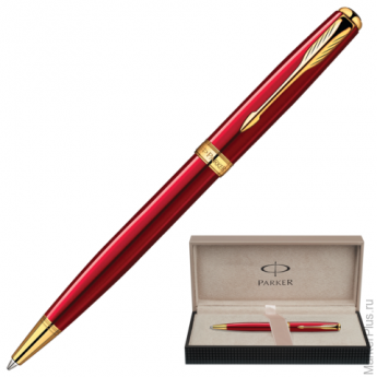 Ручка шариковая PARKER Sonnet Red Lacquer GT корпус красн, латунь, лак, позол. детали, 1859472, чер