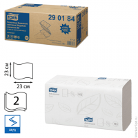 Полотенца бумажные, 200 шт., TORK (Система H3) Advanced, 2-слойные, белые, 23х23, ZZ(V), 290184