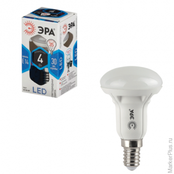 Лампа светодиодная ЭРА, 4 (30) Вт, цоколь E14, рефлектор, холодный белый свет, 25000 ч., LED smdR39-