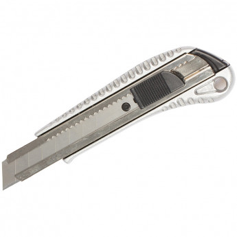 Нож канцелярский 18мм Berlingo "Metallic", auto-lock, металлический, европодвес 3 шт/в уп