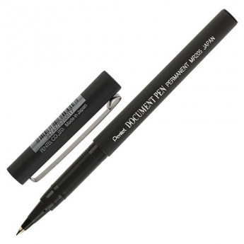 Ручка-роллер PENTEL 'Document Pen', ЧЕРНАЯ, корпус черный, узел 0,5 мм, линия письма 0,25 мм, MR205-A