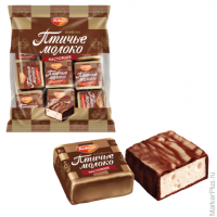 Конфеты шоколадные РОТ ФРОНТ 'Птичье молоко', суфле, сливочно-ванильные, 225 г, пакет, РФ09922