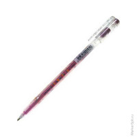 Ручка гелевая "Люрекс" розовая, 1мм 12 шт/в уп