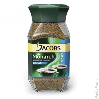 Кофе растворимый JACOBS MONARCH сублимированный без кофеина, 95 г, в стеклянной банке, 12575
