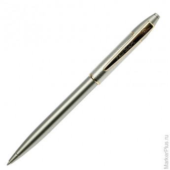 Ручка шариковая PIERRE CARDIN GAMME (Пьер Карден), корпус серебристый, латунь, золото, PC0803BP, син