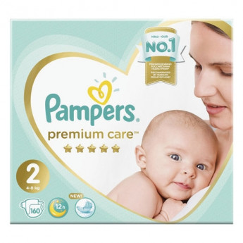 Подгузники, 160 шт., PAMPERS (Памперс) 'Premium Care New Baby', размер 2 (4-8 кг), 1210797, комплект 160 шт