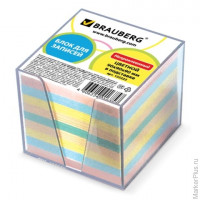 Блок для записей BRAUBERG в подставке прозрачной, куб 9х9х9, цветной, 122225
