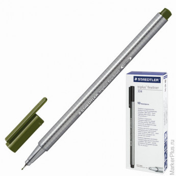Ручка капиллярная STAEDTLER (Штедлер), трехгранная, толщина письма 0,3 мм, зеленая, 334-5
