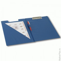 Папка-планшет BRAUBERG, А4 (340х240 мм), с прижимом и крышкой, картон/ПВХ, синяя, 221489