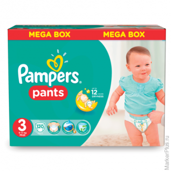 Подгузники-трусики 120 шт., PAMPERS (Памперс) "Active Baby Pants", размер 3 (6-11 кг)