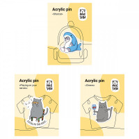 Набор акриловых значков MESHU "Gray cats", прямая УФ-печать, 3шт.