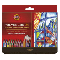 Карандаши цветные художественные Koh-I-Noor 'Polycolor 3834', 24цв., заточен.+ точилка+2 ч/гр. кар. 1500, картон, европодвес