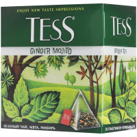 Чай Tess 'Ginger Mojito', зеленый, цитрус, имбирь, мята, 20 пакетиков-пирмидок по 1,8г