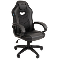 Кресло игровое Helmi HL-S15, экокожа, черная/серая, механизм качания